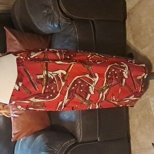 Jones New York 100% Silk Long Wrap Skirt Patriotic Midi Preowned